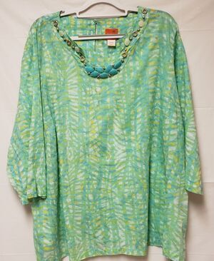 Heart of Palm Blouse S 24 Mint Green Embellished Long Sleeve Vintage Summer NWOT